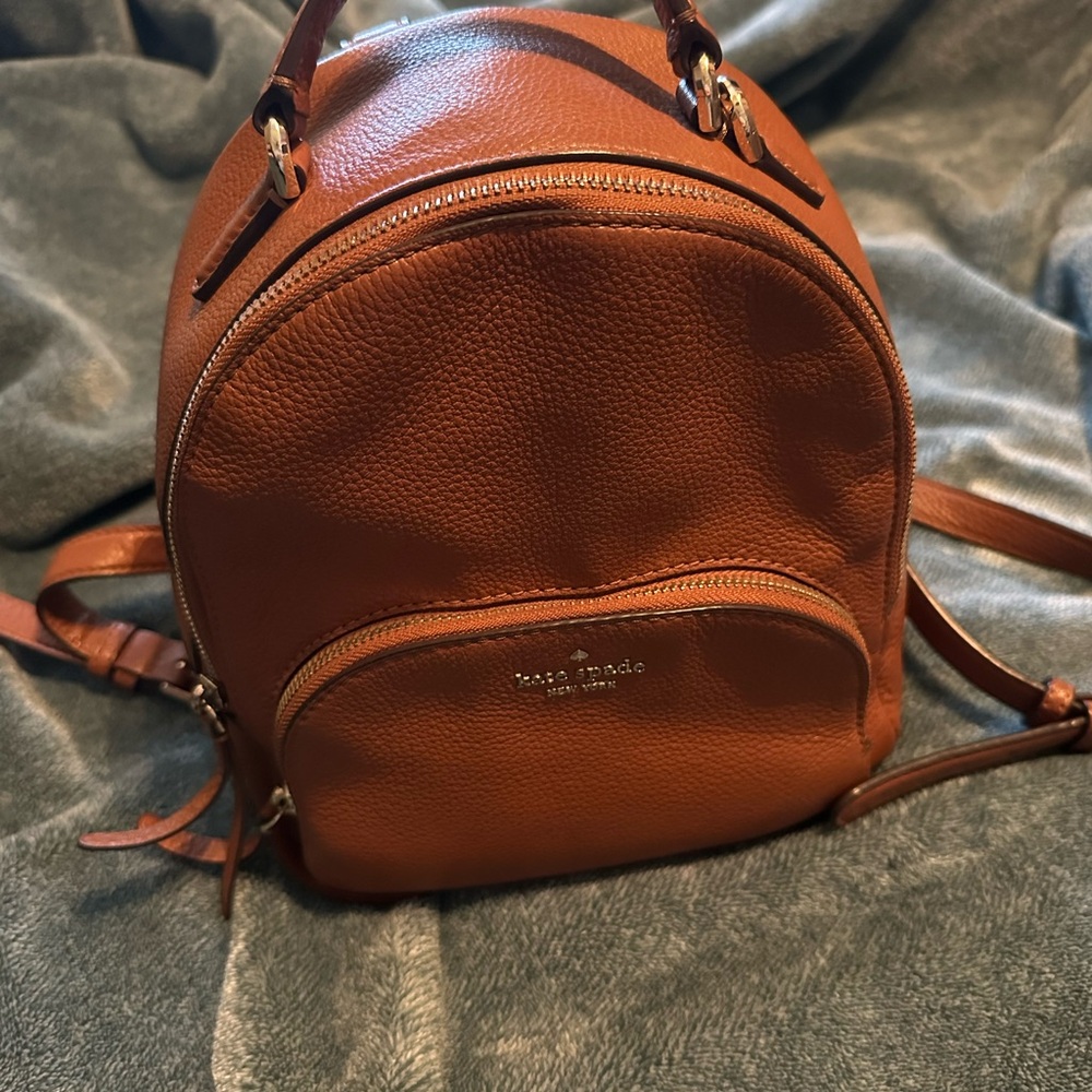 Kate Spade Tan Leather Backpack Minimalist Design